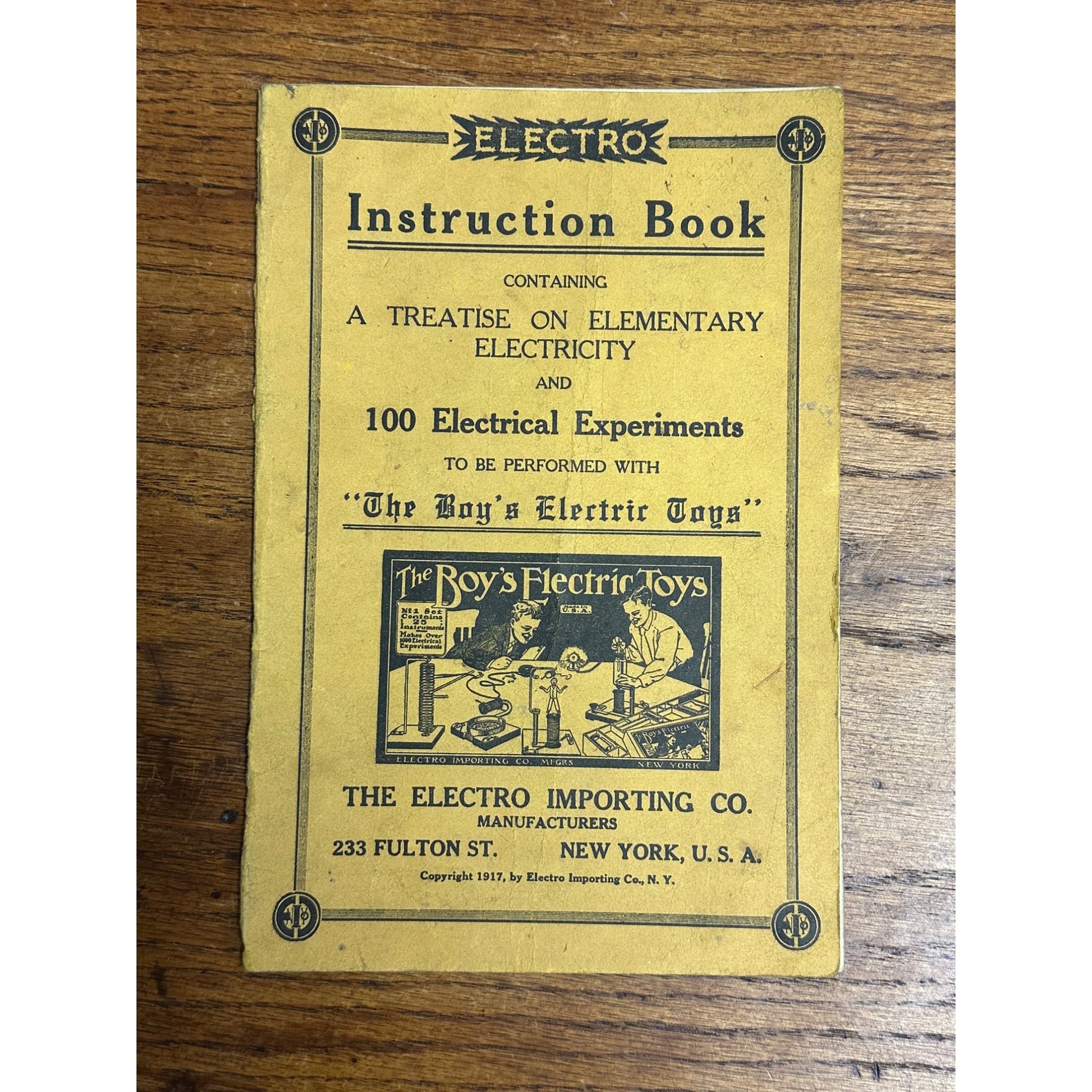 RARE 1917 Electro Importing Co "The Boy's Electric Toys" Experiment Booklet