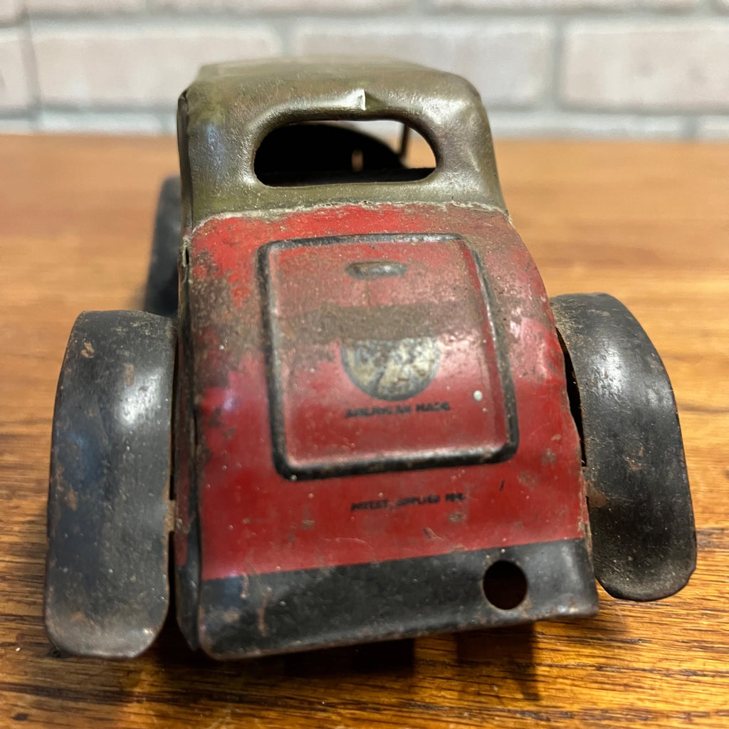 Vintage 1930s Louis Marx Fire Chief Coupe Siren Friction Car Toy