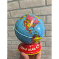 Vintage Ohio Art World Bank Globe Tin Litho Savings Bank Toy USA Made - As-Is