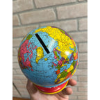 Vintage Ohio Art World Bank Globe Tin Litho Savings Bank Toy USA Made - As-Is