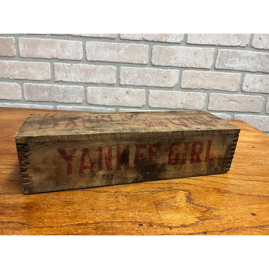 Vintage c1930s Yankee Girl Cut Plug Tobacco Wooden Crate Box