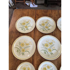 Vintage 1970s Roycroft Stoneware Co. Sunshine Prairie Flower Dinner & Salad Plates 17pcs