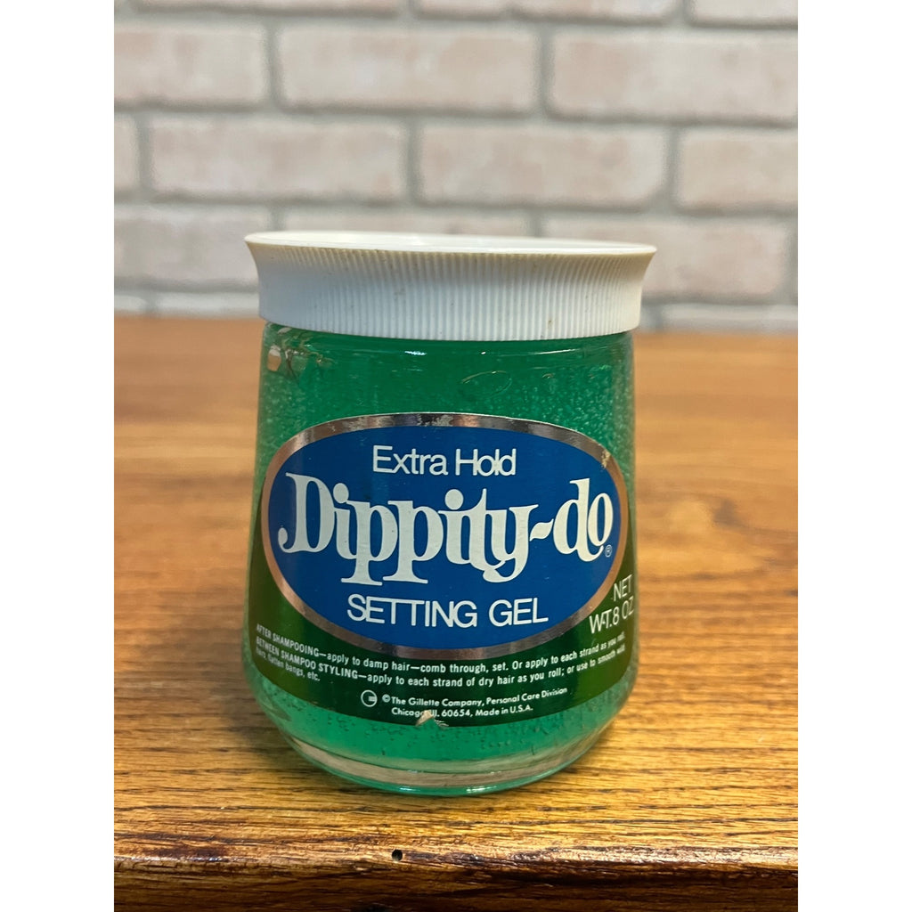 Vintage Dippity-do Hair Setting Gel Green Full Unopened 8oz Jar NOS Extra Hold