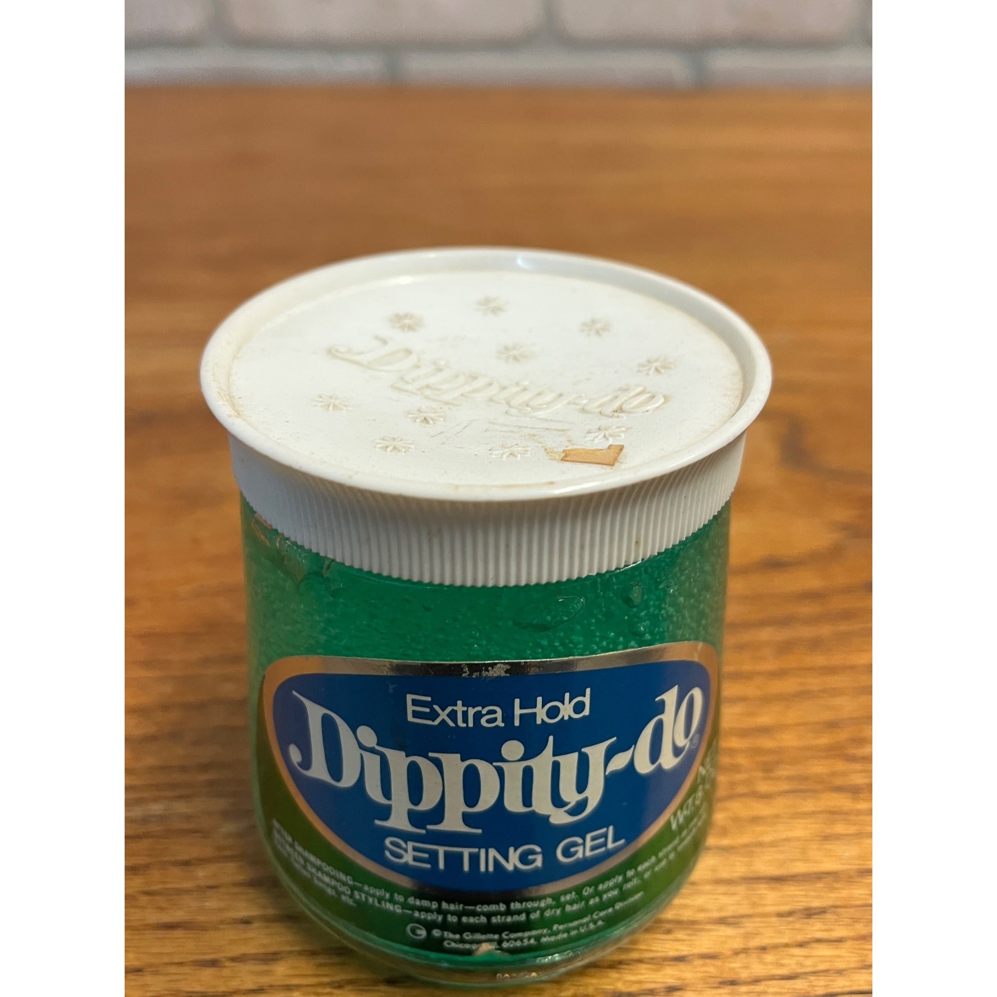 Vintage Dippity-do Hair Setting Gel Green Full Unopened 8oz Jar NOS Extra Hold
