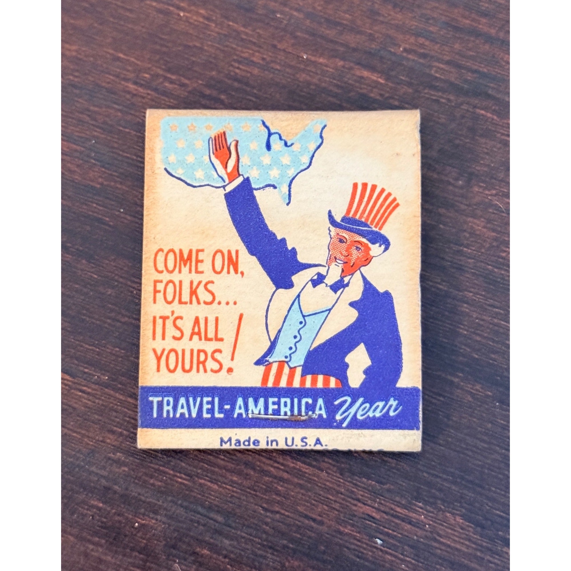 Vintage WWII Uncle Sam Hotel Kaskaskia La Salle IL Unstruck FULL Matchbook