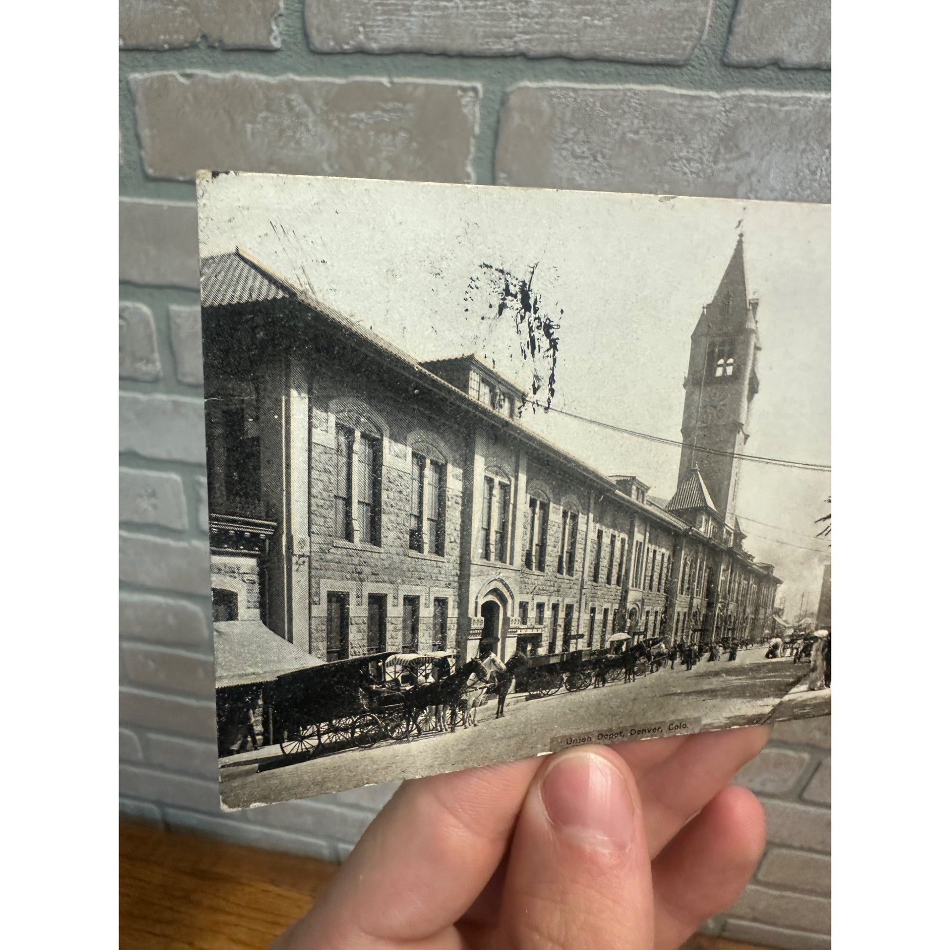 Union Depot Denver CO Colorado Vintage Postcard Horse & Buggy 1914