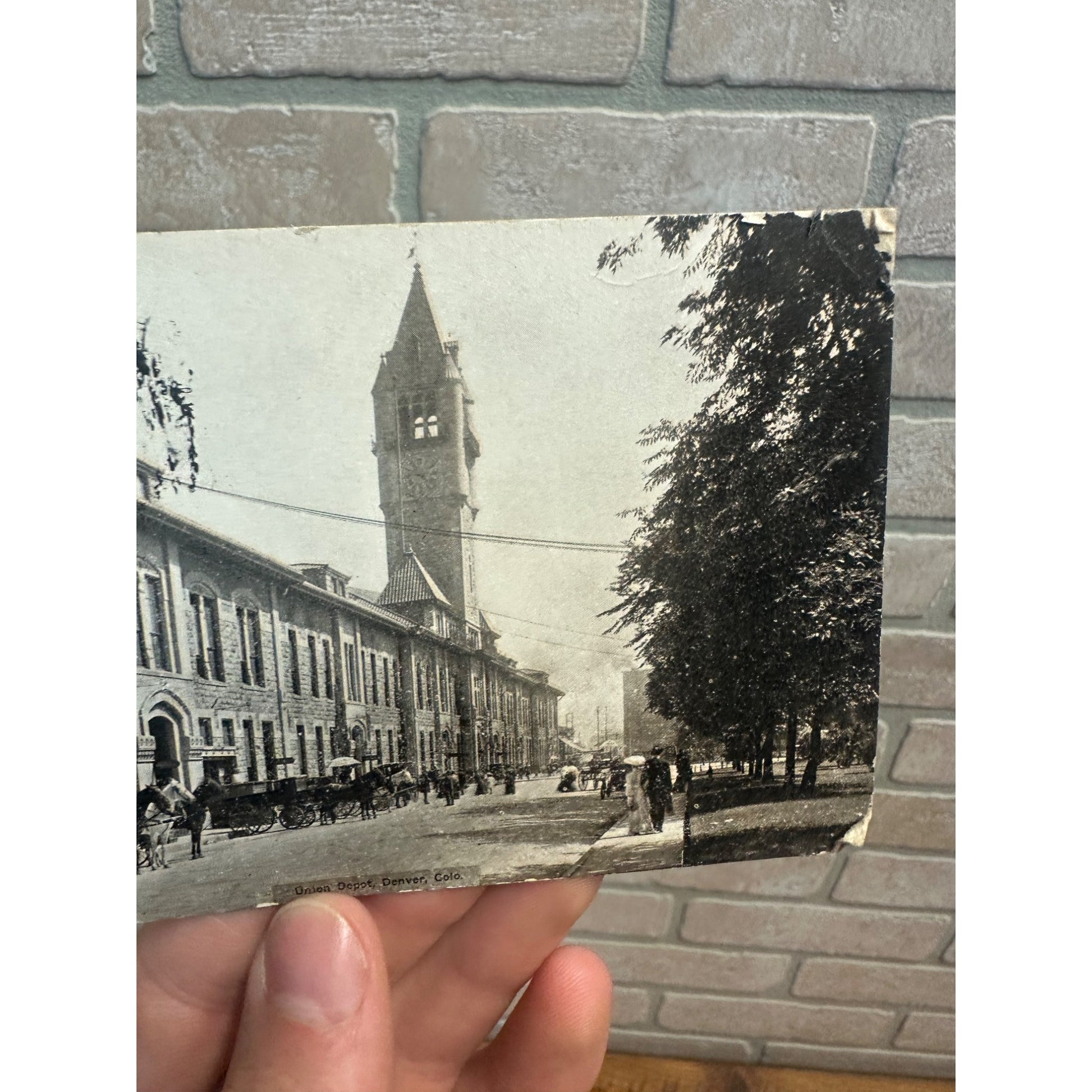 Union Depot Denver CO Colorado Vintage Postcard Horse & Buggy 1914