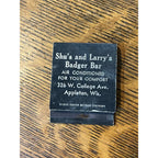 Vintage Matchbook Advertising  Shu's and Larry's Badger Bar Appleton, Wis