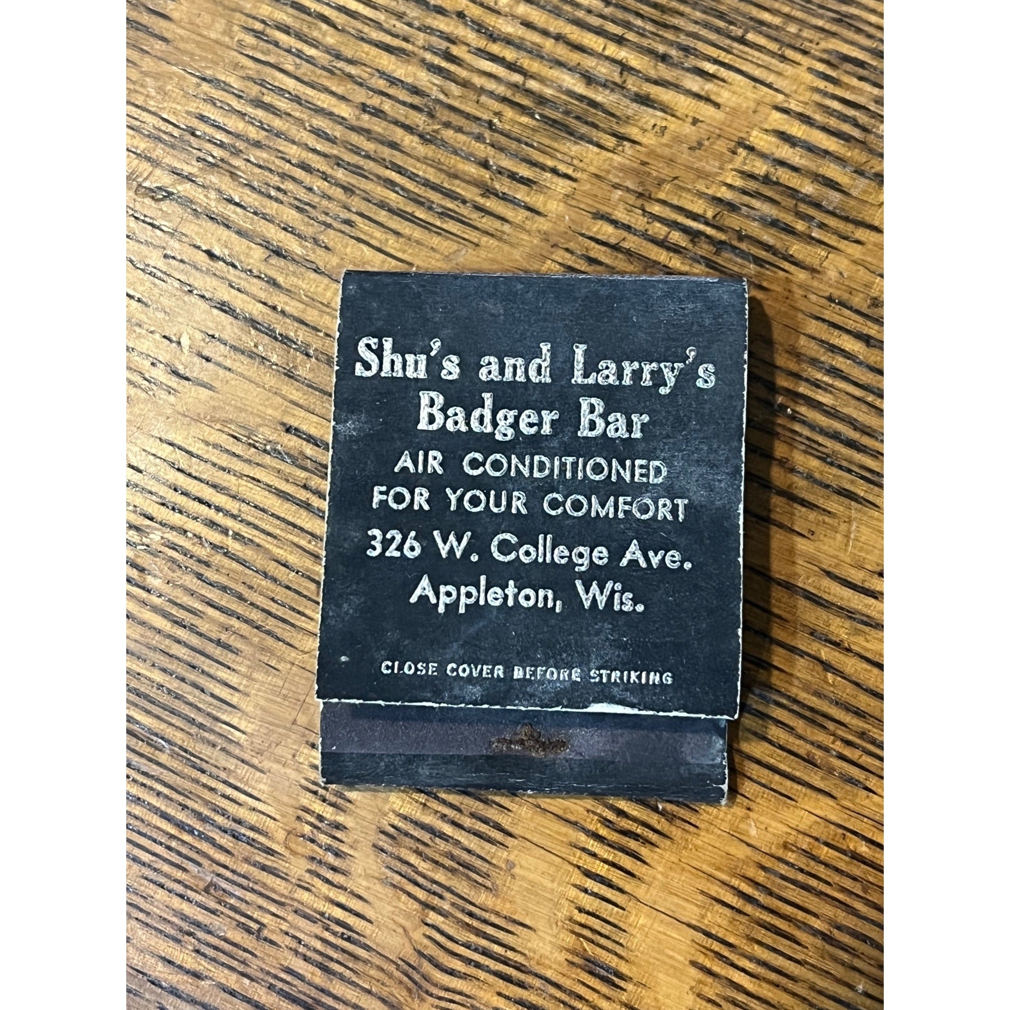 Vintage Matchbook Advertising  Shu's and Larry's Badger Bar Appleton, Wis