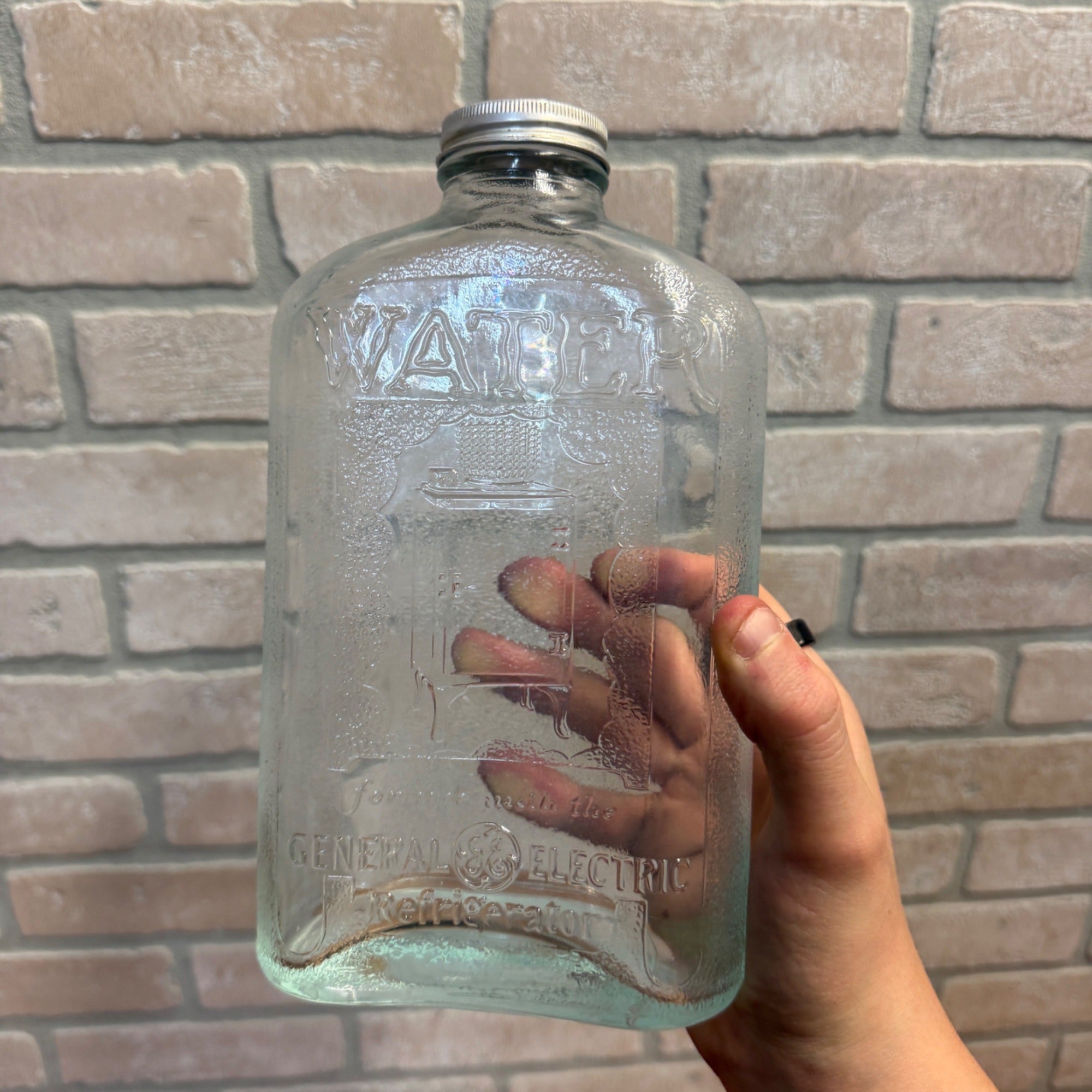 Vintage 1930s GE General Electric Glass Ice Box Fridge Refrigerator Water Bottle Jar #5