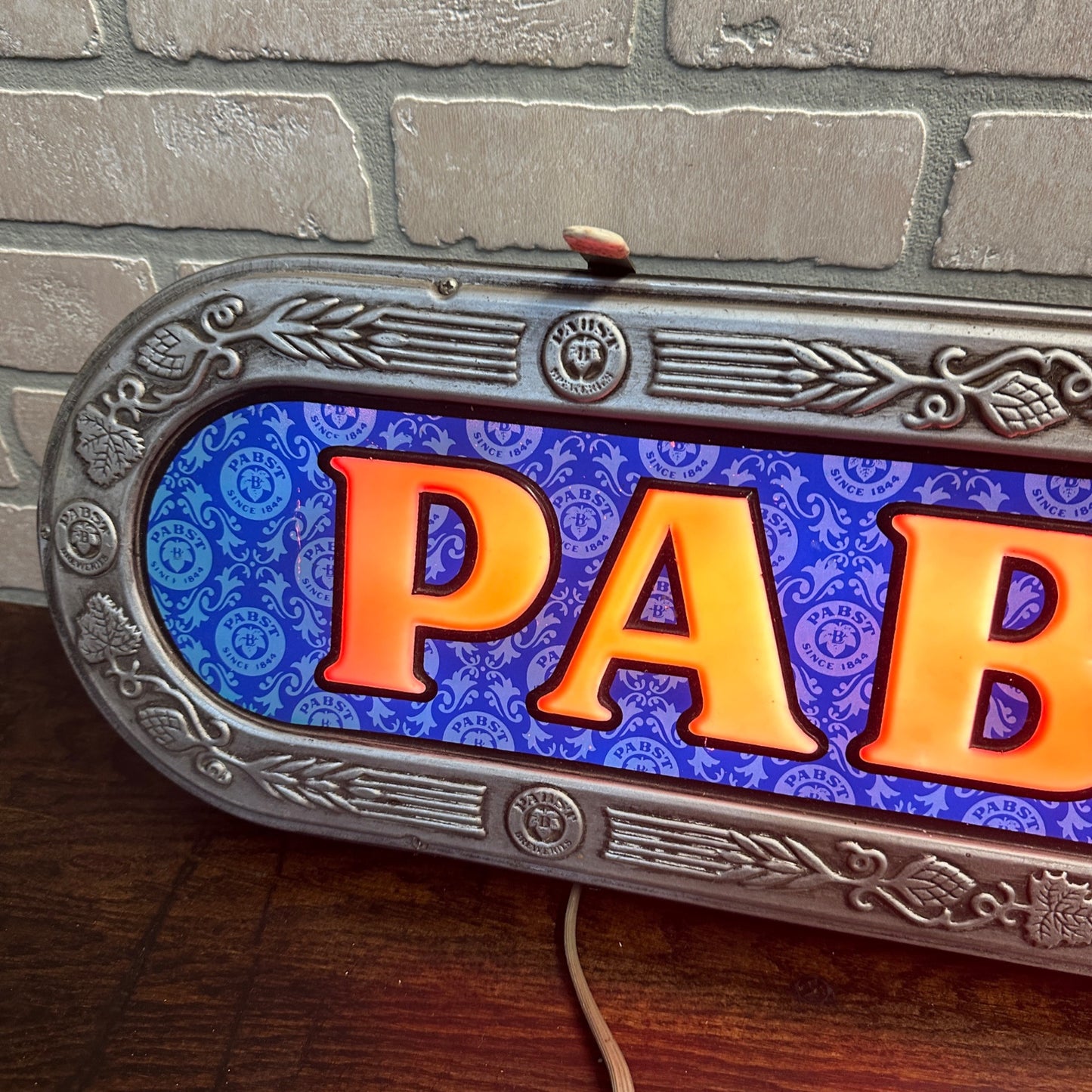 Vintage PABST Blue Ribbon 37 Inch Beer Bar Light Sign Working Red Light