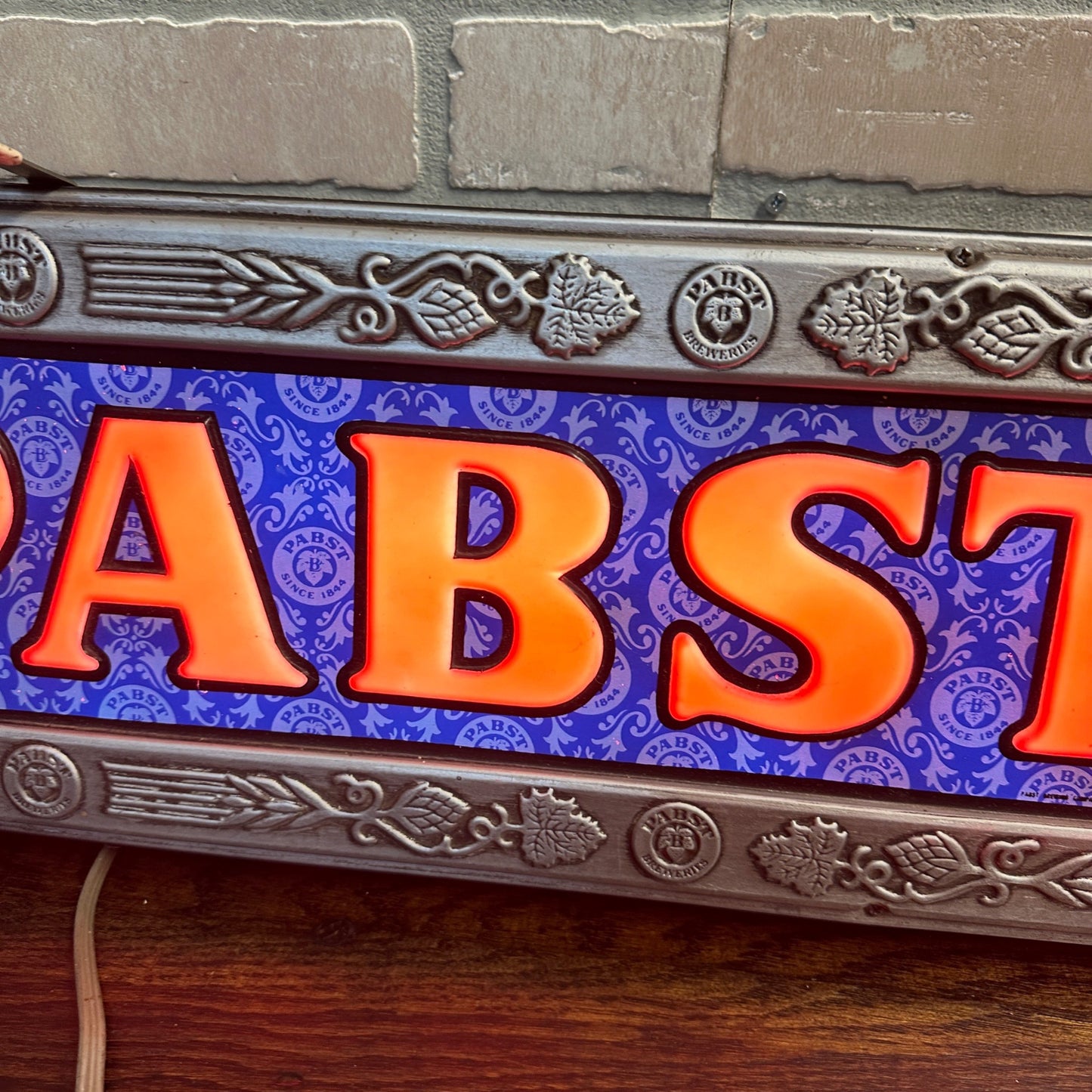 Vintage PABST Blue Ribbon 37 Inch Beer Bar Light Sign Working Red Light