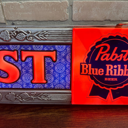 Vintage PABST Blue Ribbon 37 Inch Beer Bar Light Sign Working Red Light