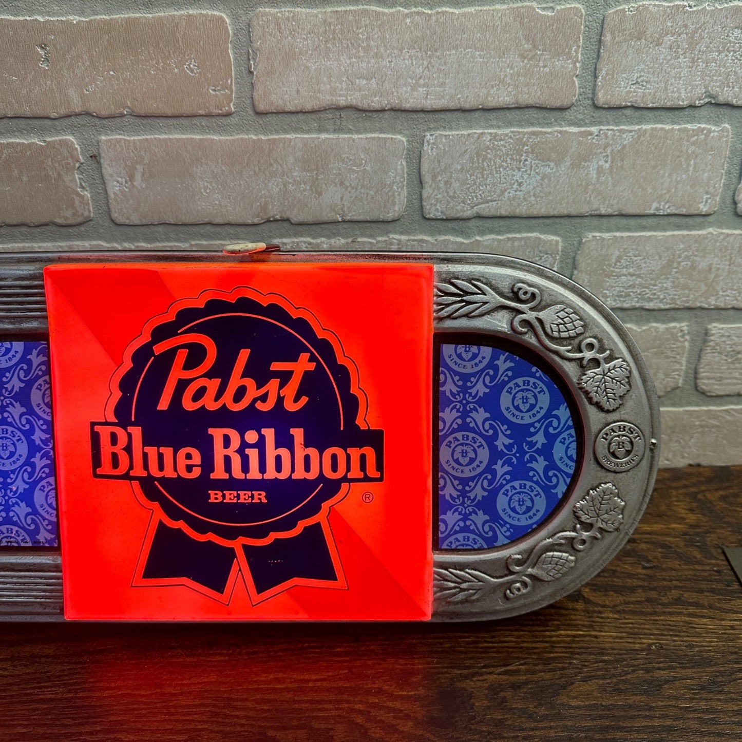 Vintage PABST Blue Ribbon 37 Inch Beer Bar Light Sign Working Red Light