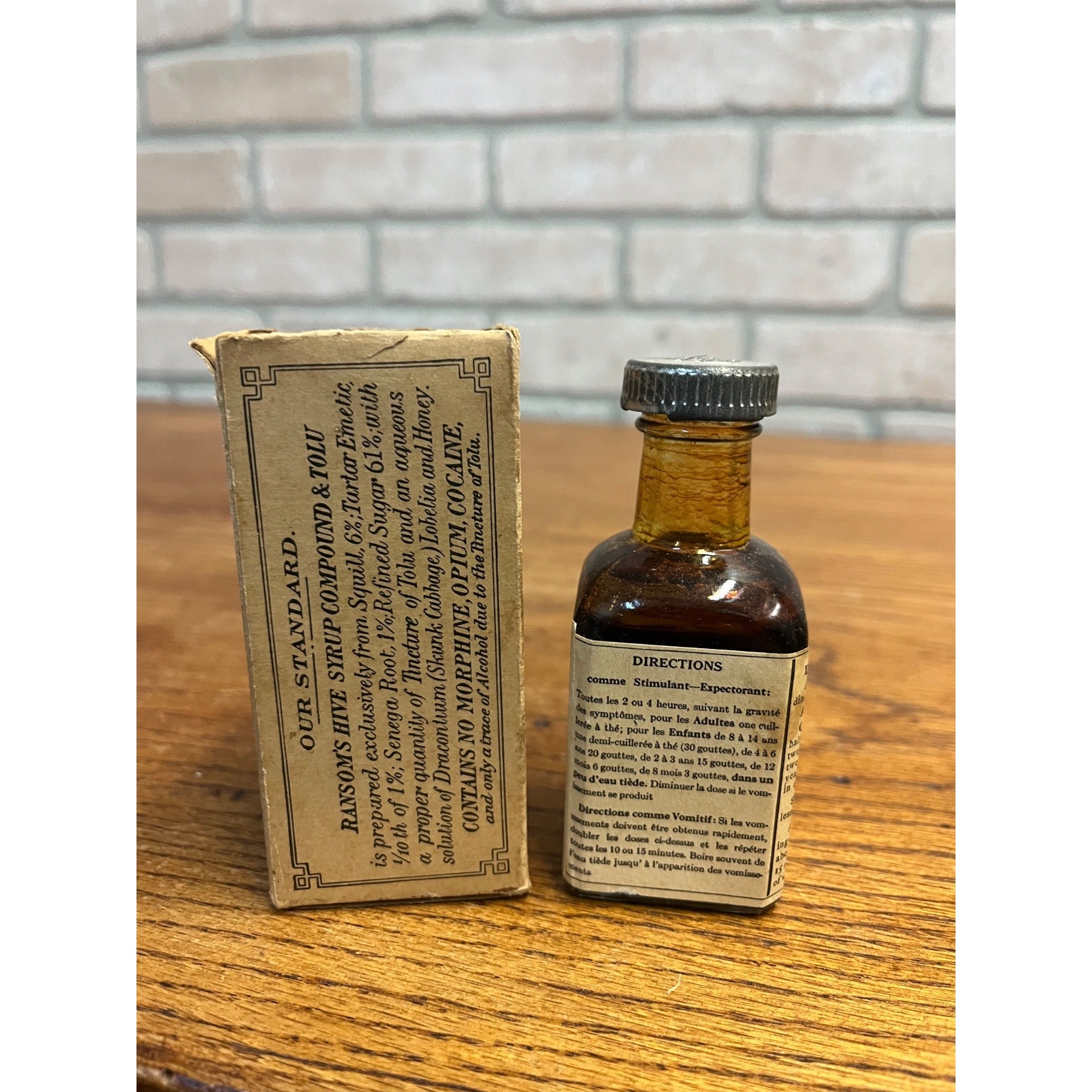 Antique 1890s Ransom's Hive Syrup Medicine Bottle Quack w/ Box