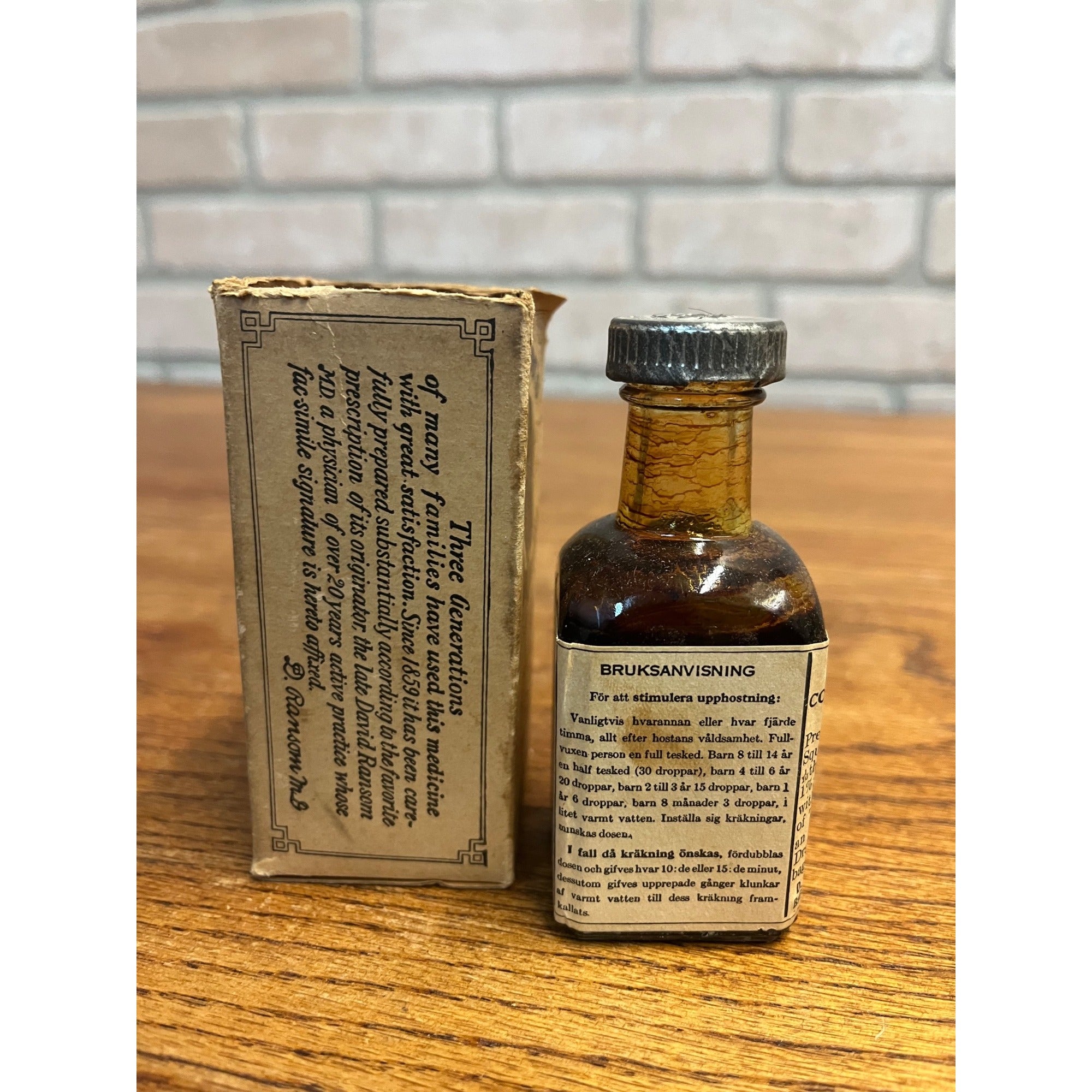 Antique 1890s Ransom's Hive Syrup Medicine Bottle Quack w/ Box