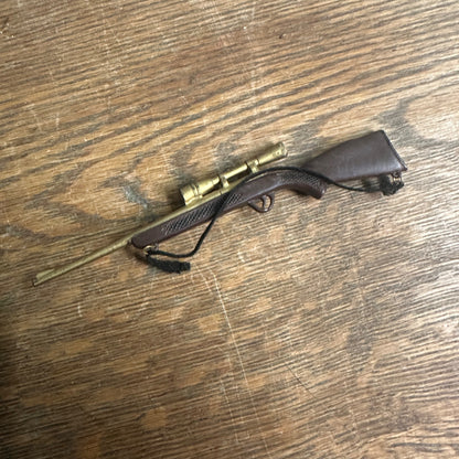 Vintage 1964 GI Joe Adventure Team Brown Stock Gold Scope Rifle w/ Strap 5.75"