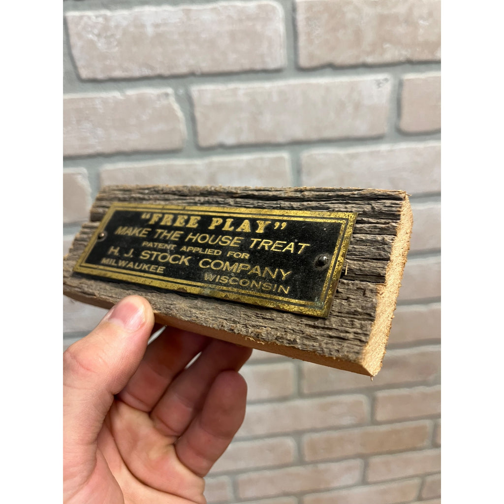 Vintage 1930s H.J. Stock Company Trade Simulator Tag Sign Milwaukee Wis