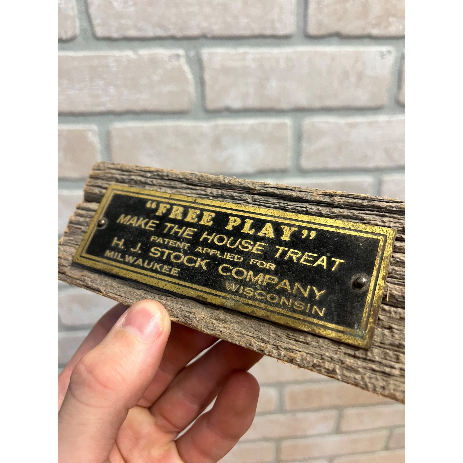 Vintage 1930s H.J. Stock Company Trade Simulator Tag Sign Milwaukee Wis