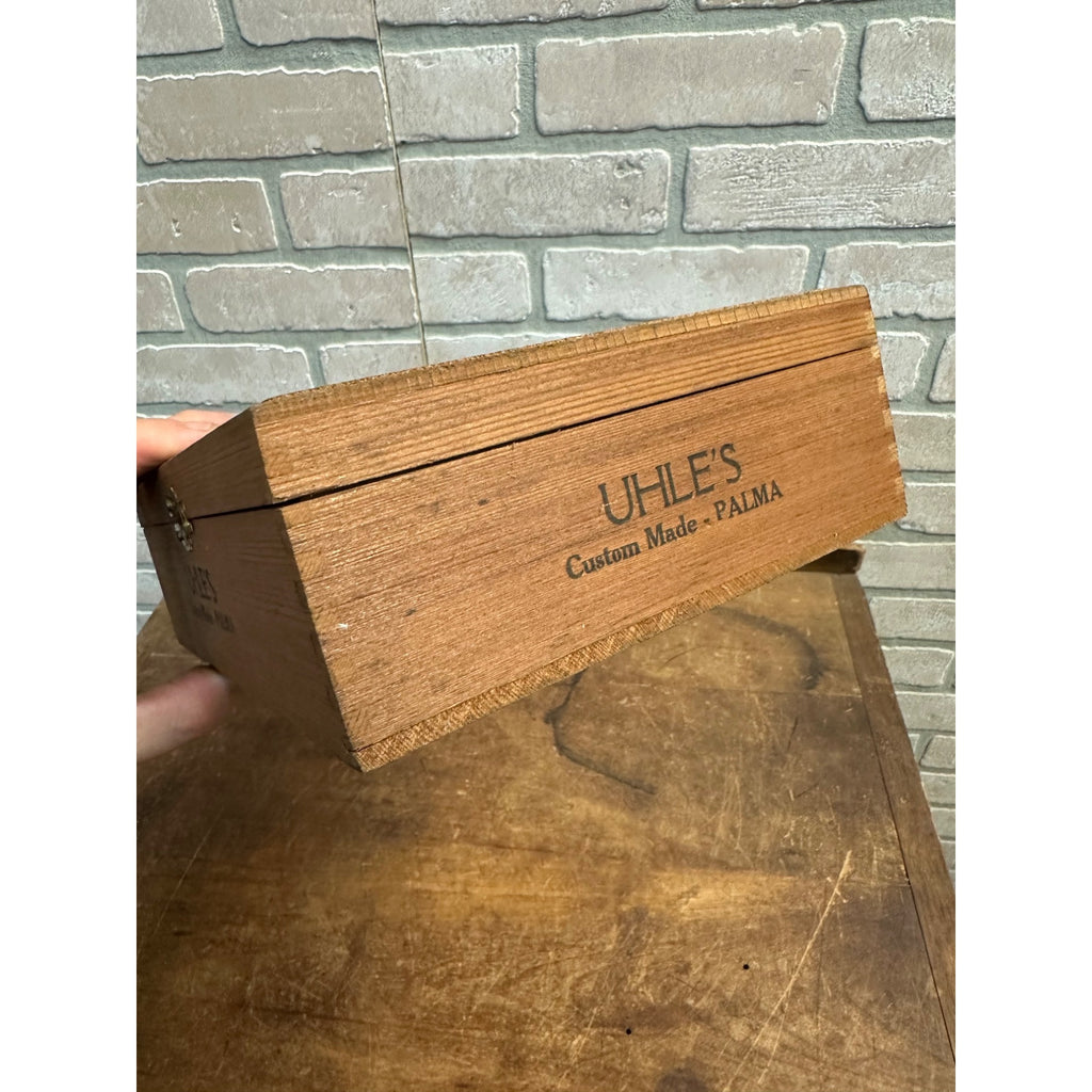 Vintage Jack Uhle Wooden Palma Cigar Box Empty Milwaukee Wis
