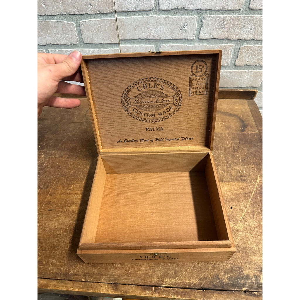 Vintage Jack Uhle Wooden Palma Cigar Box Empty Milwaukee Wis