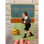 Halloween Vintage Antique Postcard Boy Child Sailor JOL Apple on String 77 ISL Co