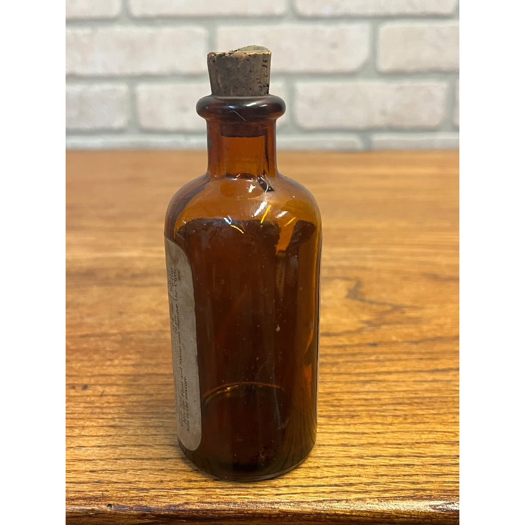 Vintage Eli Lilly Orange Peel Fluid Pharmacy Druggist Amber Glass Bottle 5"