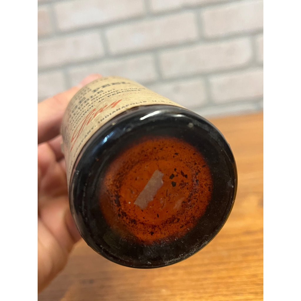 Vintage Eli Lilly Orange Peel Fluid Pharmacy Druggist Amber Glass Bottle 5"