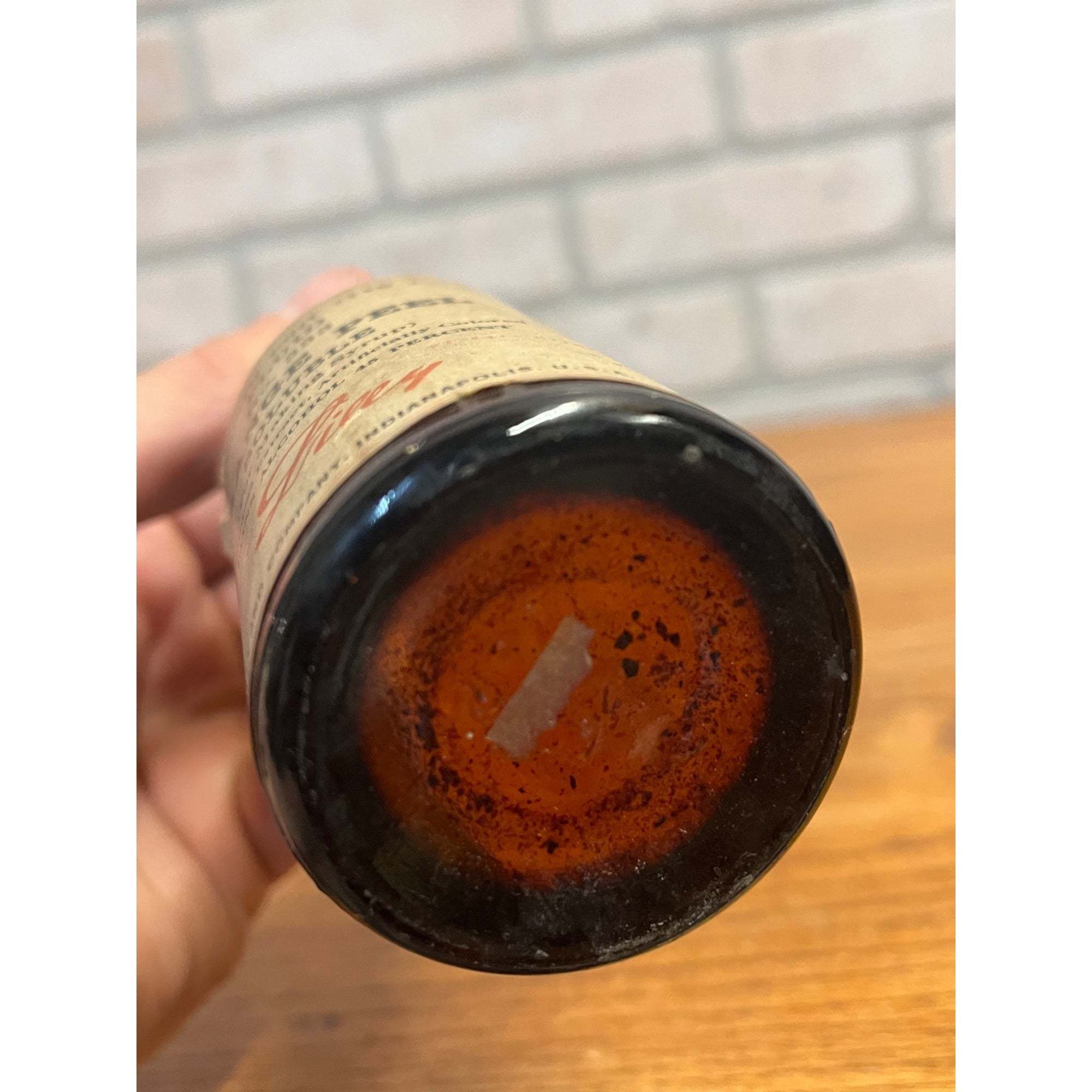 Vintage Eli Lilly Orange Peel Fluid Pharmacy Druggist Amber Glass Bottle 5"