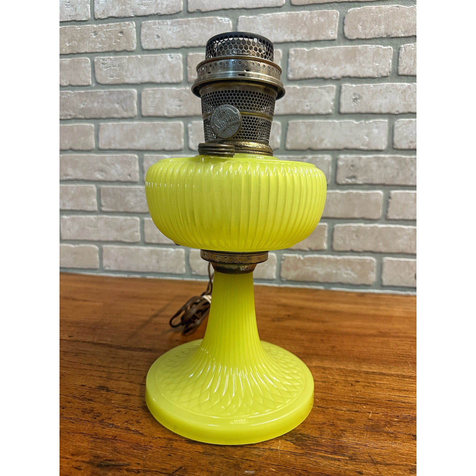 RARE Aladdin Yellow Moonstone Vertique Lamp Uranium Glows- Converted