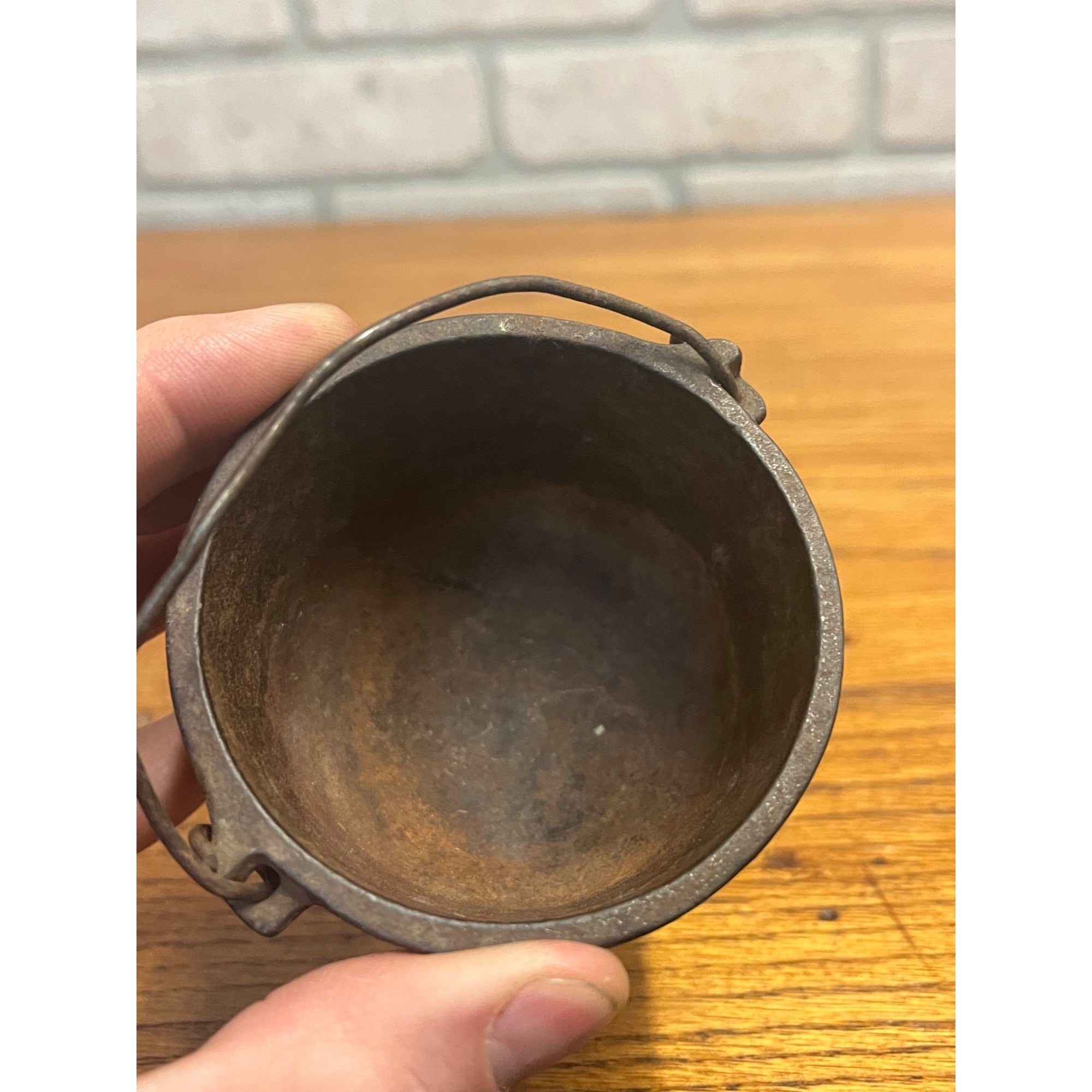 Antique 3-Leg Cast Iron Smelting Pot or Toy Cauldron 2" Tall