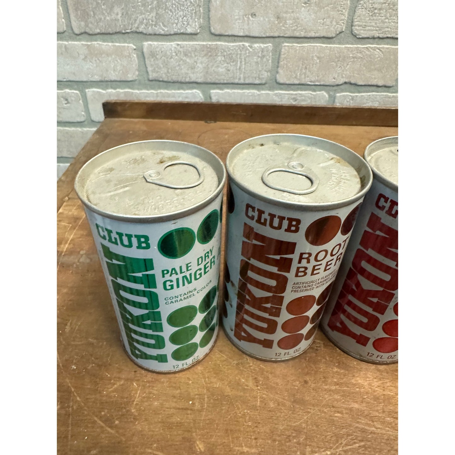 Vintage Yukon Club Soda Pop Cans (4) Orange Cherry Root Beer Steel Pull Tab Flat Top