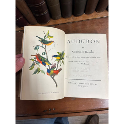 AUDUBON BY CONSTANCE ROURKE-12 COLORED PLATES FROM ORIGINAL AUDUBON PRINTS 1936