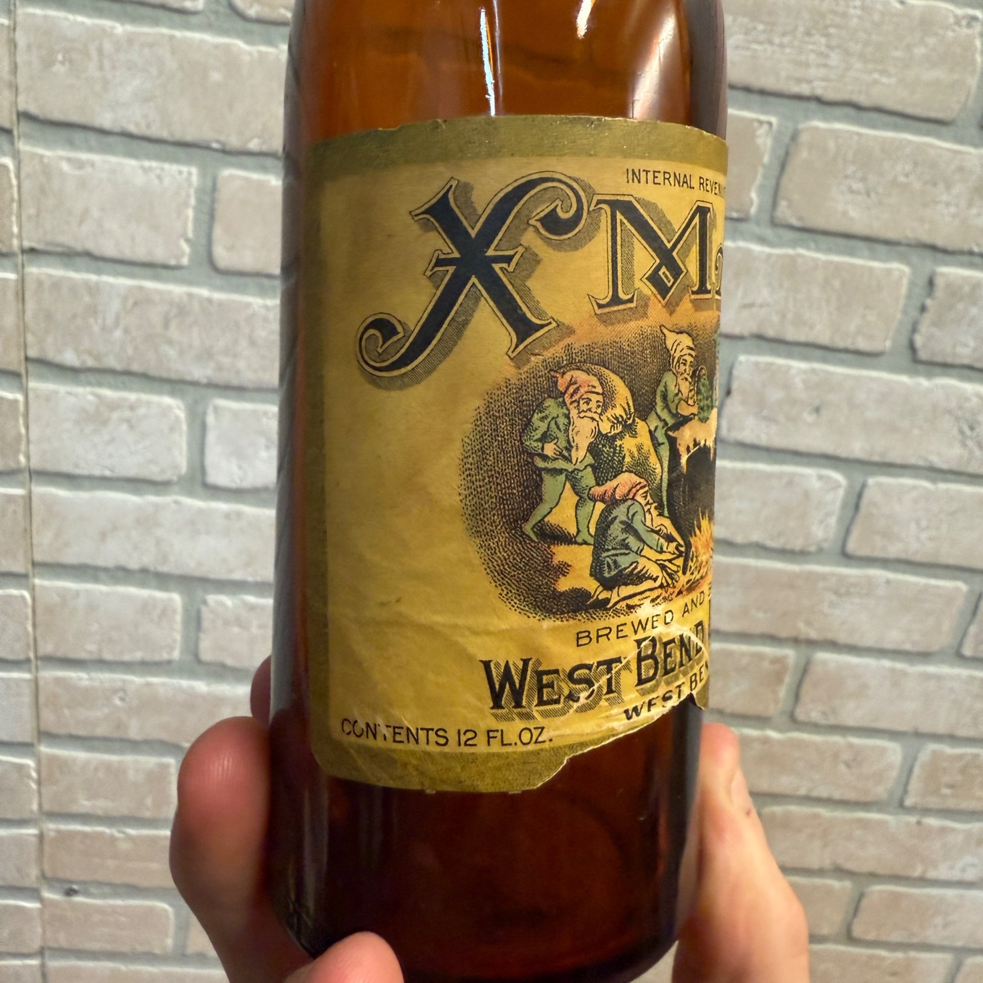 Pre Prohibition West Bend Lithia Xmas Beer Label Bottle Wisconsin Wi Rare