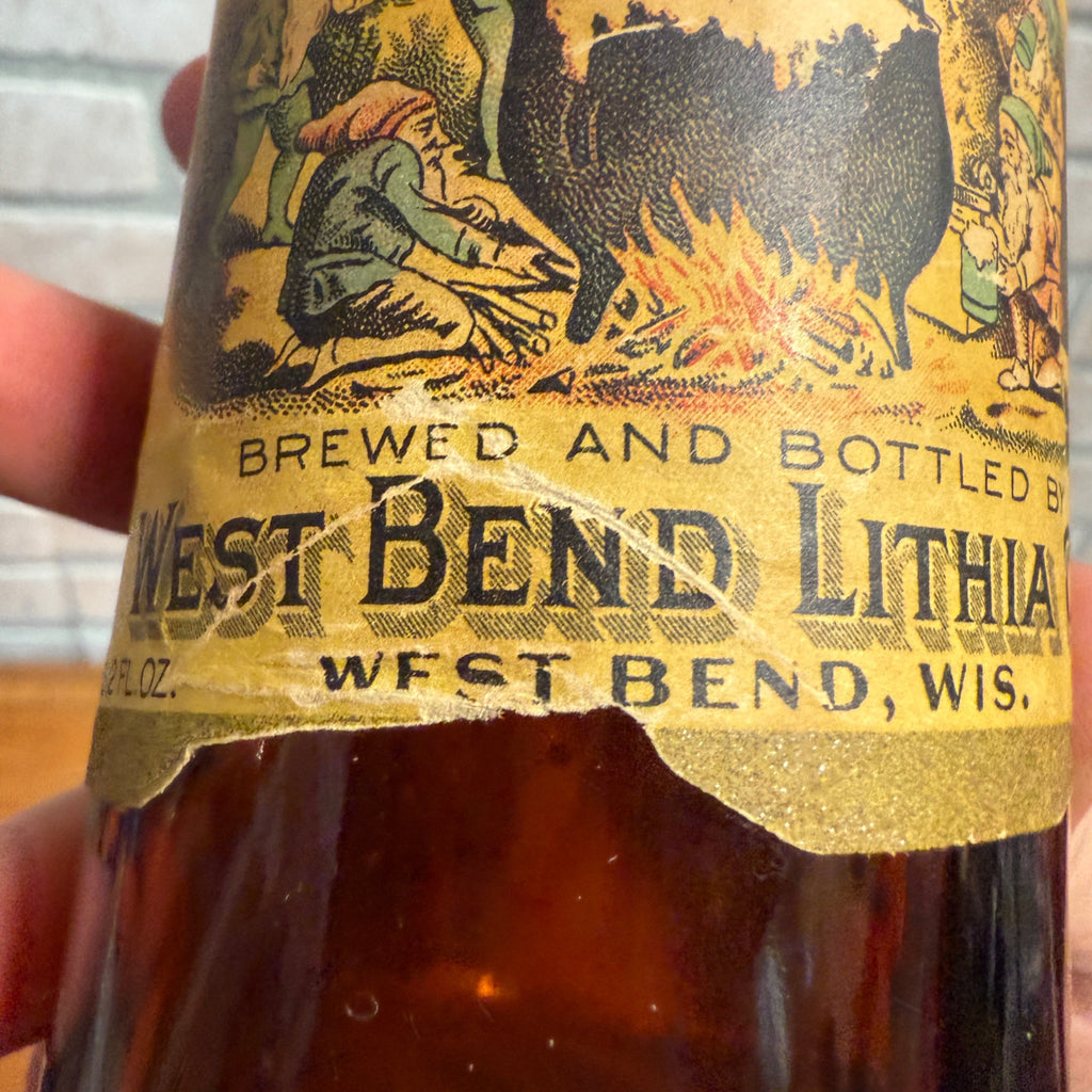 Pre Prohibition West Bend Lithia Xmas Beer Label Bottle Wisconsin Wi Rare