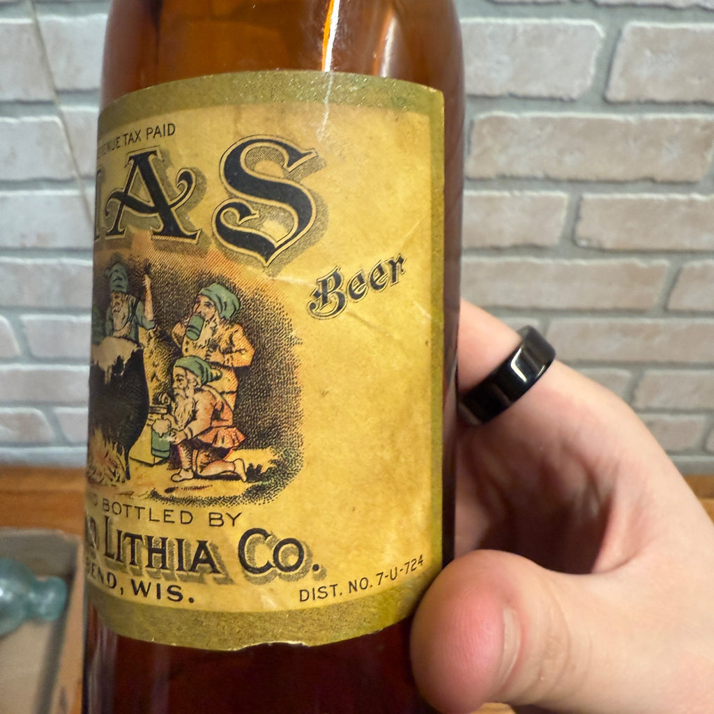 Pre Prohibition West Bend Lithia Xmas Beer Label Bottle Wisconsin Wi Rare