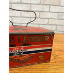 Vintage Tin Tobacco Tin Lunch Pail-Union Leader Cut Plug CLEAN w/ Label