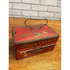 Vintage Tin Tobacco Tin Lunch Pail-Union Leader Cut Plug CLEAN w/ Label