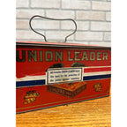 Vintage Tin Tobacco Tin Lunch Pail-Union Leader Cut Plug CLEAN w/ Label