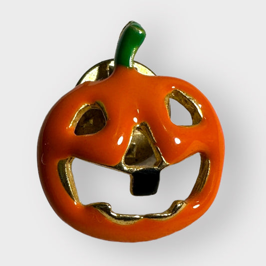 Vintage Jack O Lantern Halloween JOL Enameled Pin Brooch 3/4" by 1/2"