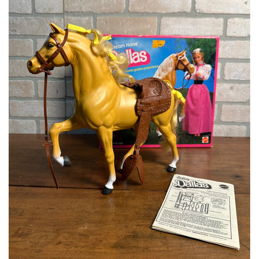 Vintage 1980 Barbie Dream Horse Dallas w/ Box Palomino Brown Saddle