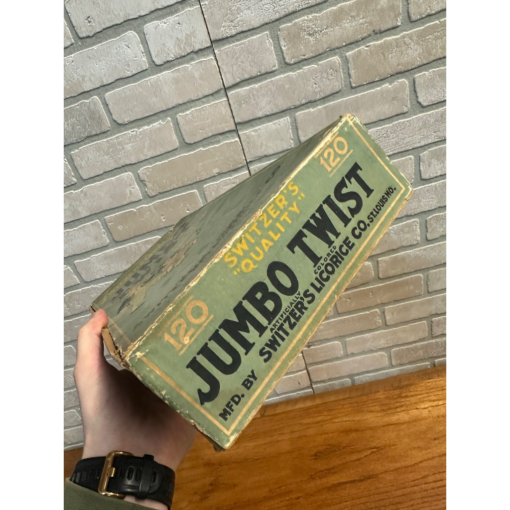 Rare BIG Early 1900s SWITZERS JUMBO TWIST LICORICE RETAIL STORE BOX St Louis MO