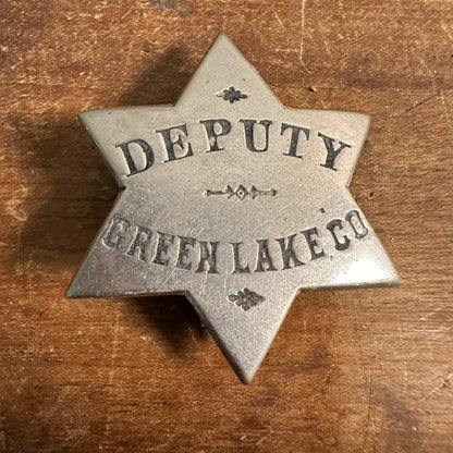 RARE Original Vintage Deputy Police Badge Green Lake County Wisconsin Wis