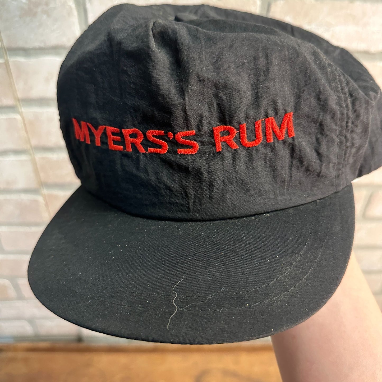 (2) VINTAGE 80S MYER'S RUM BLUE BLACK SNAPBACK NYLON CAP HAT