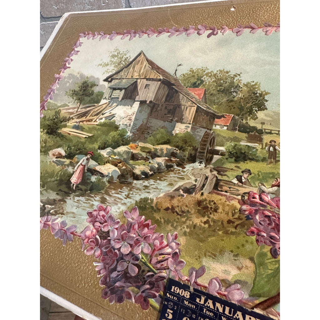 Antique 1908 R. Munz Boston Mass Advertising Calendar Victorian Floral