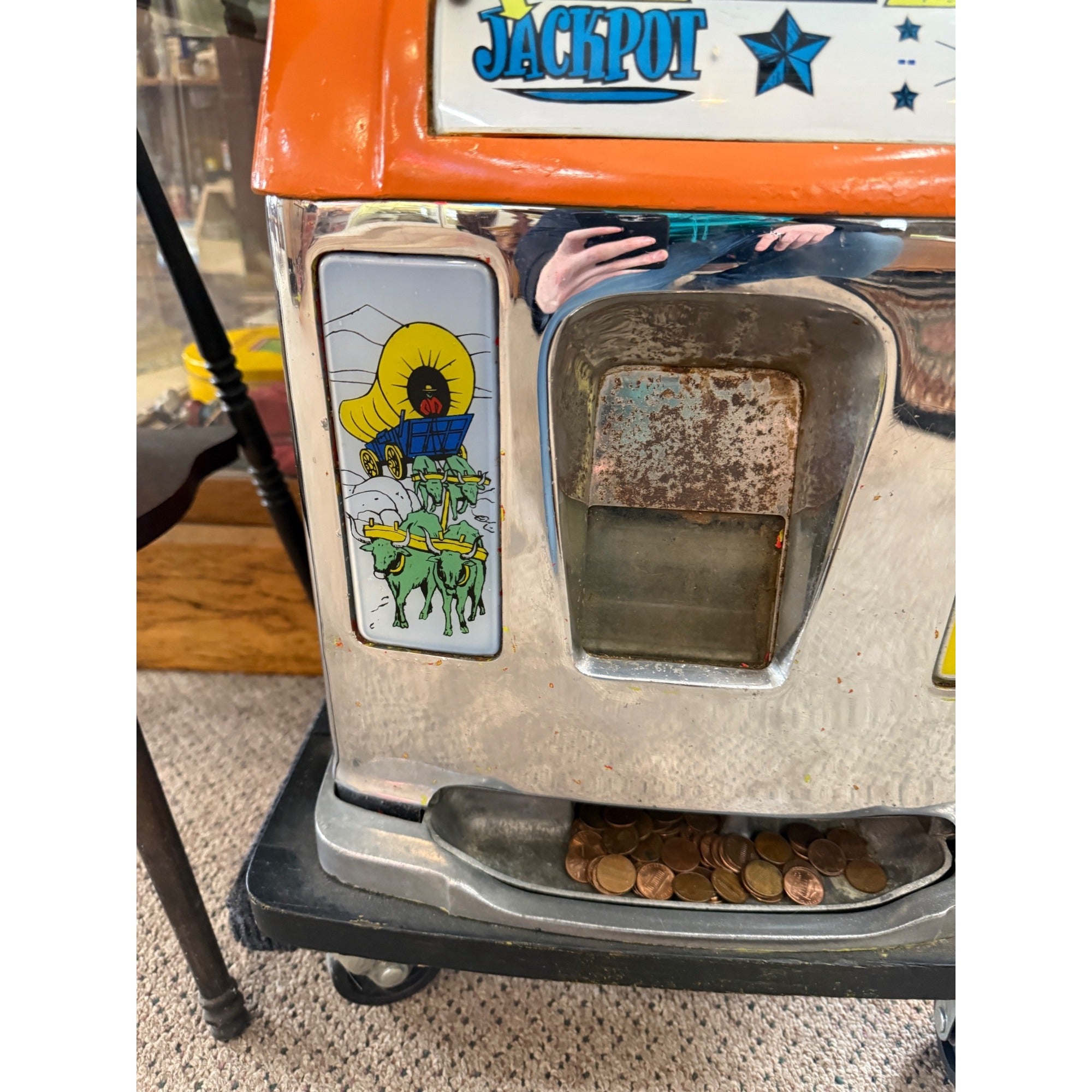 Vintage Mills Slot Machine Jackpot Penny Slot Orange  Parts or Repair