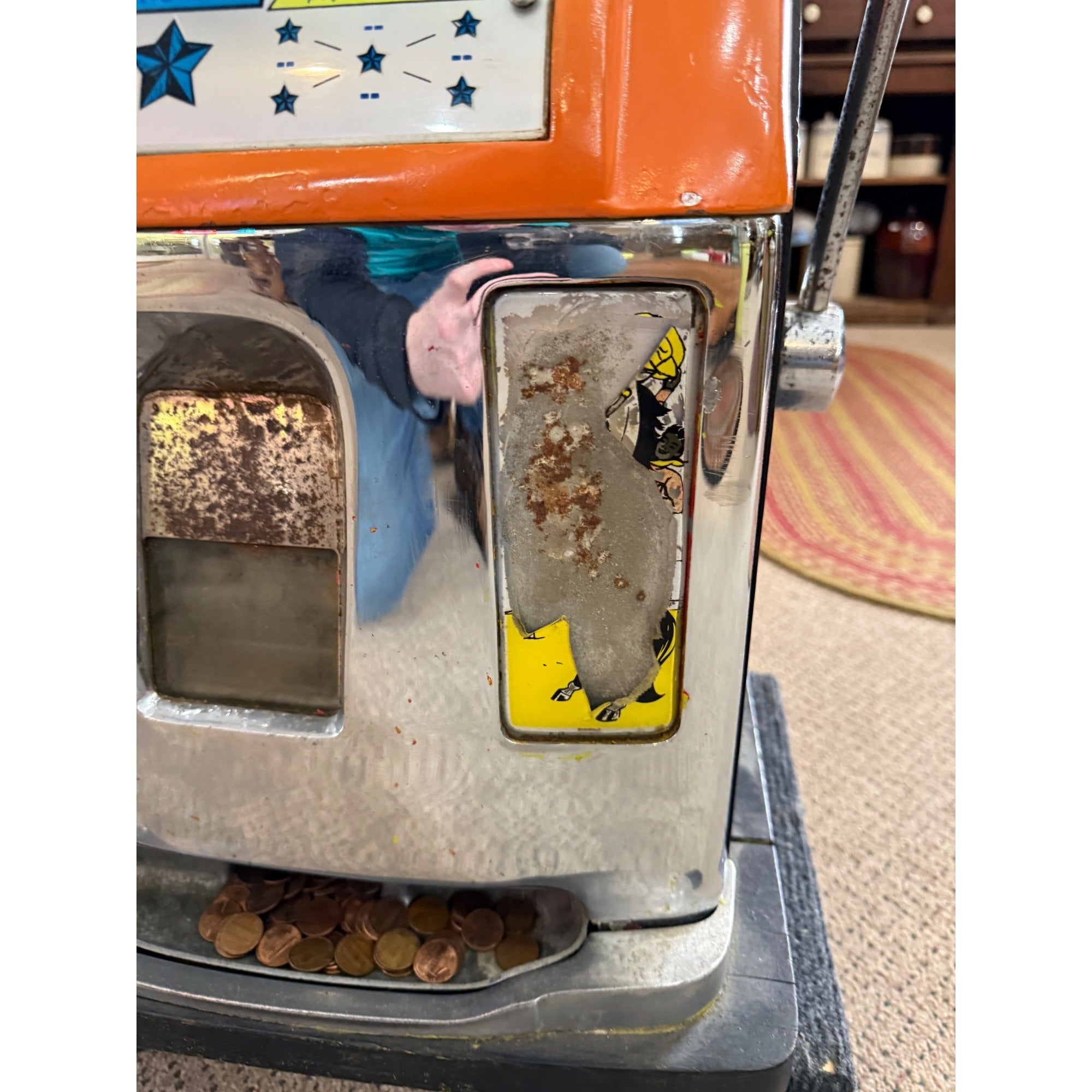 Vintage Mills Slot Machine Jackpot Penny Slot Orange  Parts or Repair