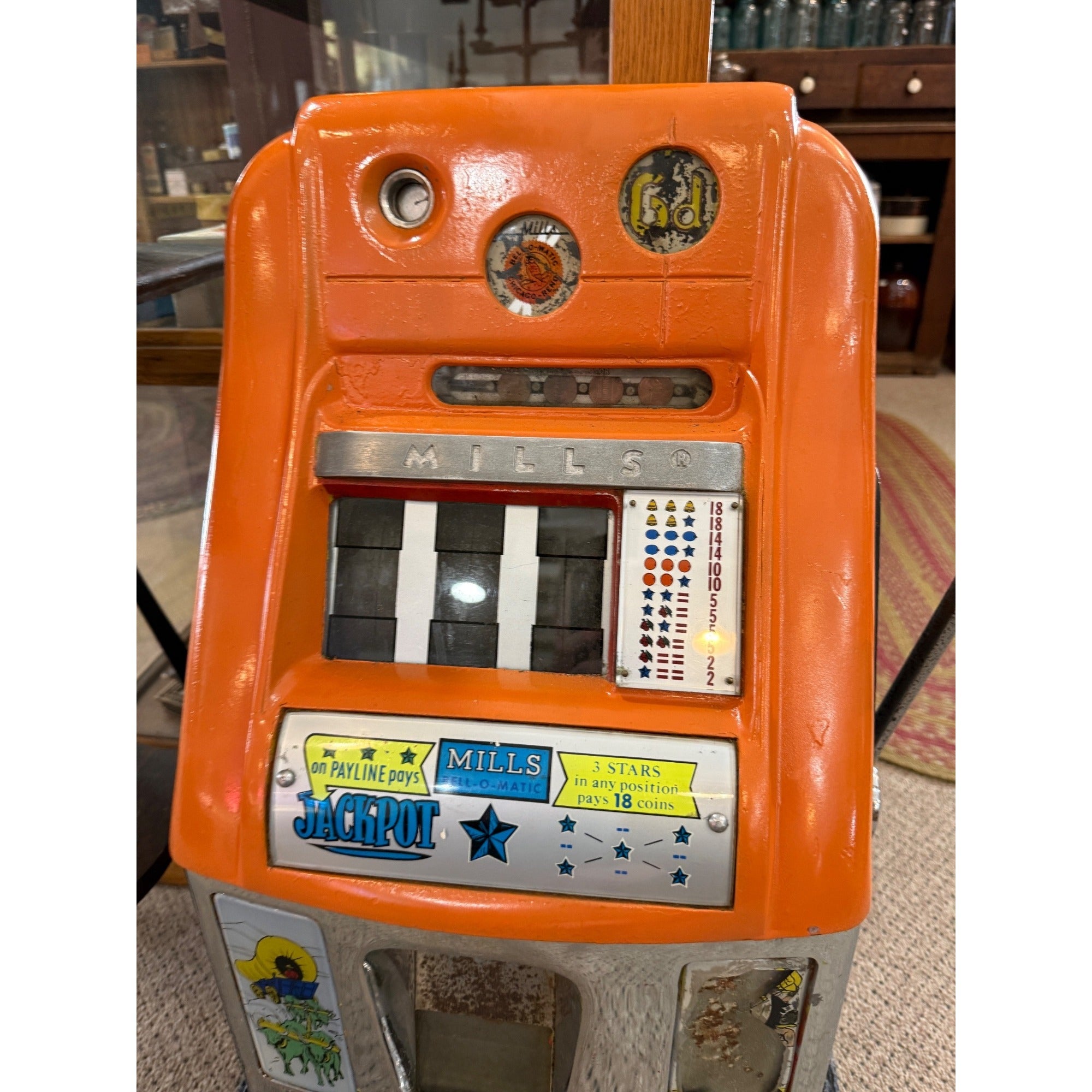 Vintage Mills Slot Machine Jackpot Penny Slot Orange  Parts or Repair