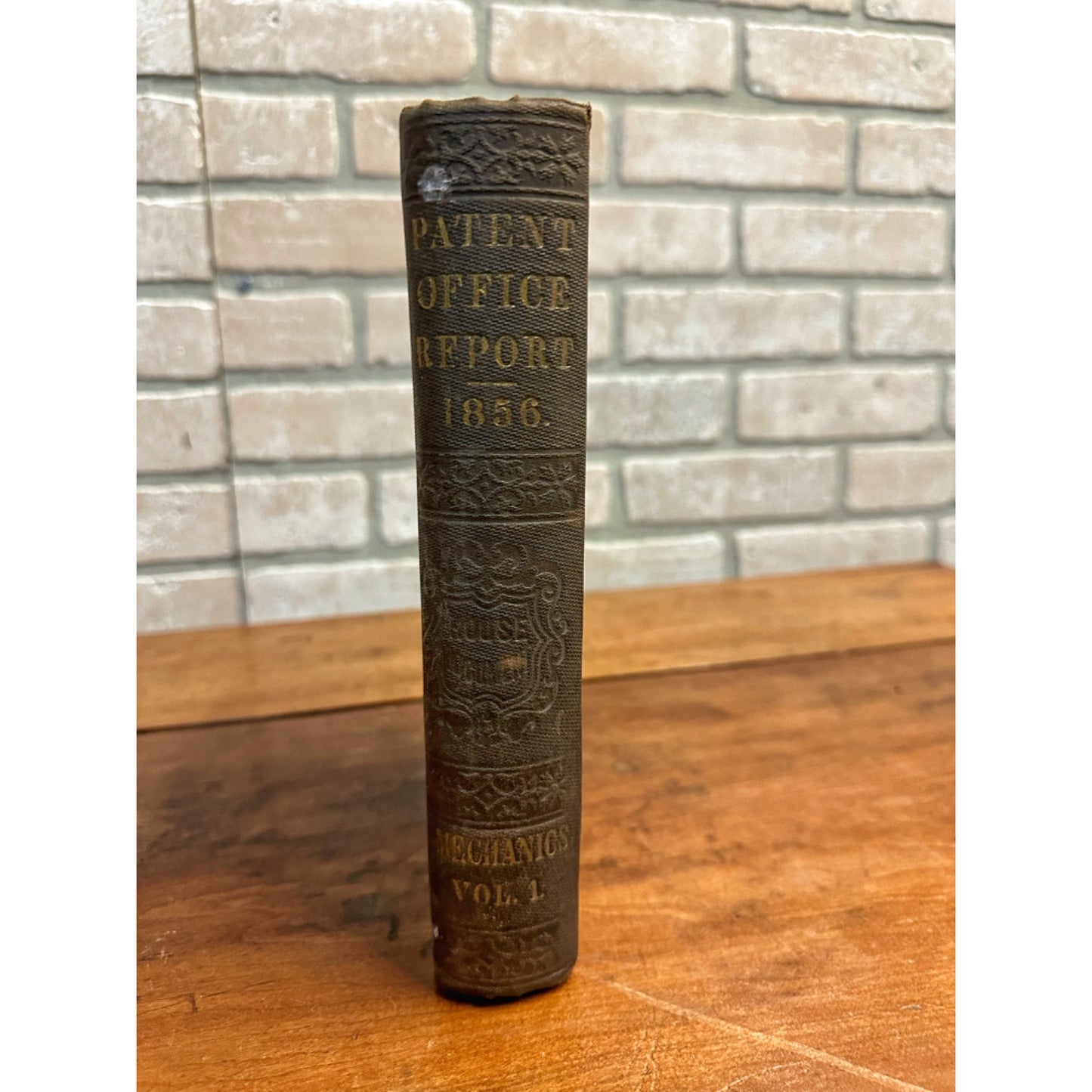 Antique 1856 US Patent Office Reports Mechanics Vol. 1 Hardcover Book Engines