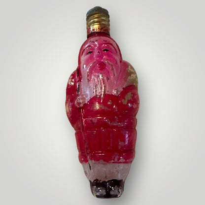 Vintage Christmas Figural Santa Painted Glass Light Bulb